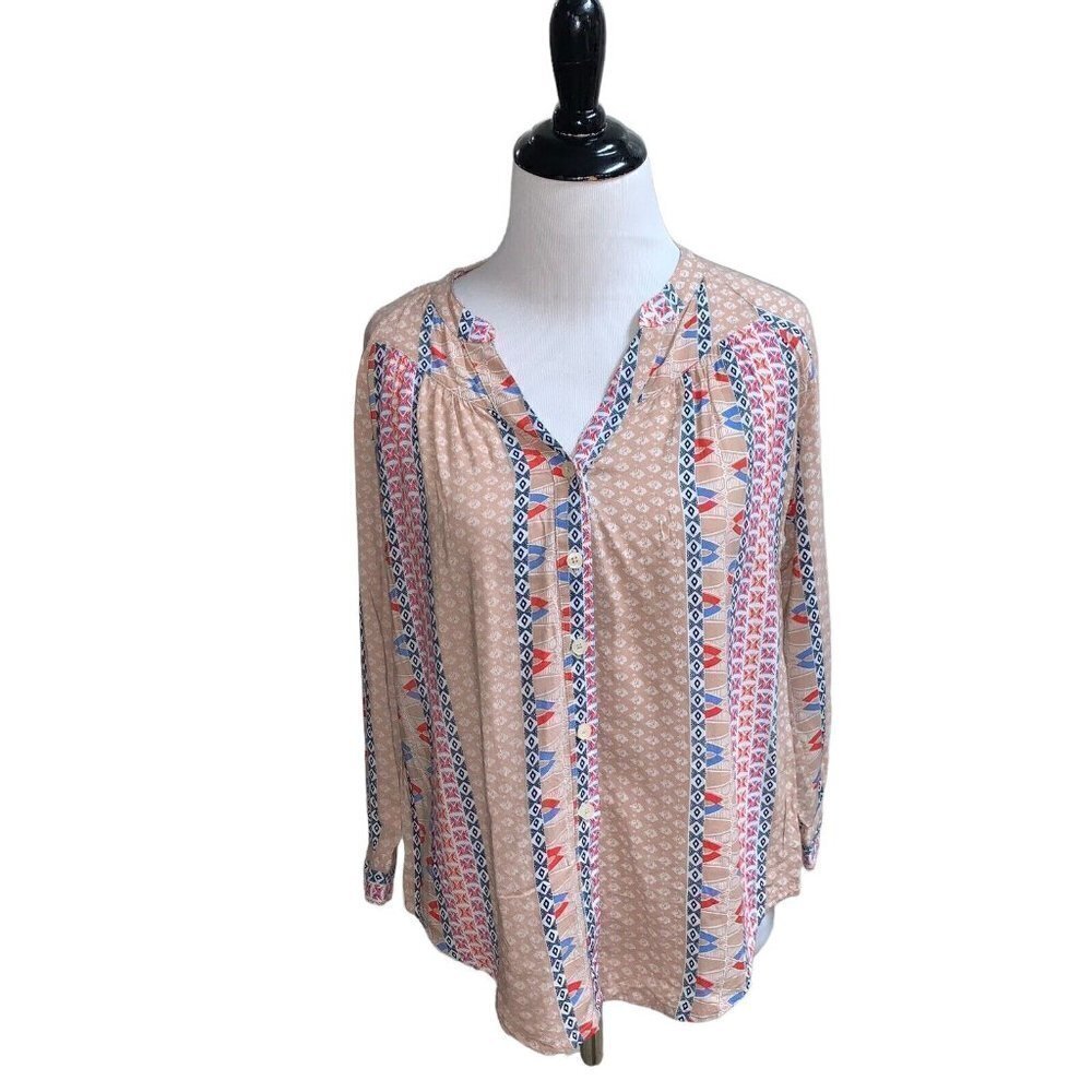 Anthropologie Maeve Women's Button Down Blouse Top XS Extra Small Southwest